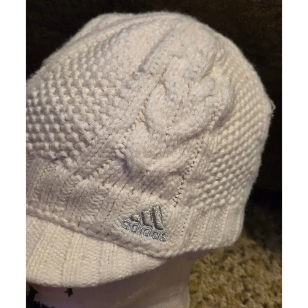 Adidas‎ Cable Knit Brim Hat Beanie Women's One Size White